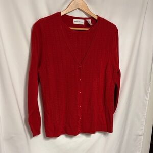 Alfred Dunner Preppy Women's Christmas Red Cardigan Sweater